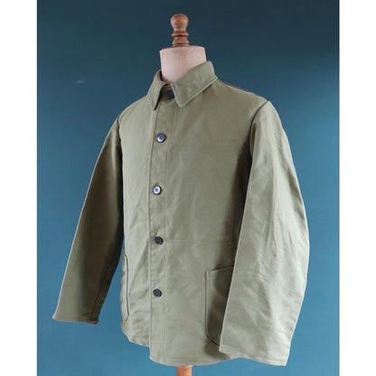 Vintage 1980s green moleskin workwear jacket - chore coat - 44" chest