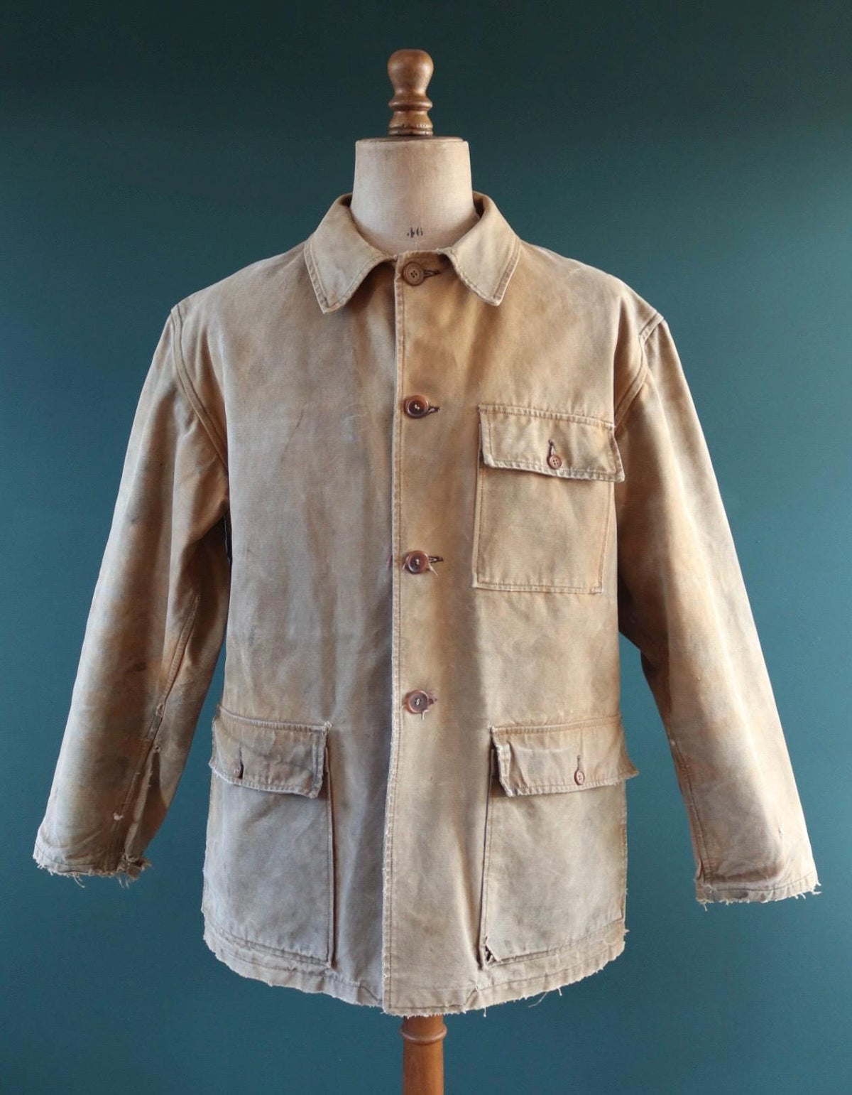 Vintage 1940s French canvas workwear jacket - chore coat - 49” chest