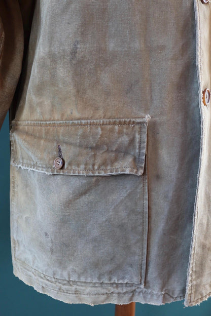 Vintage 1940s French canvas workwear jacket - chore coat - 49” chest