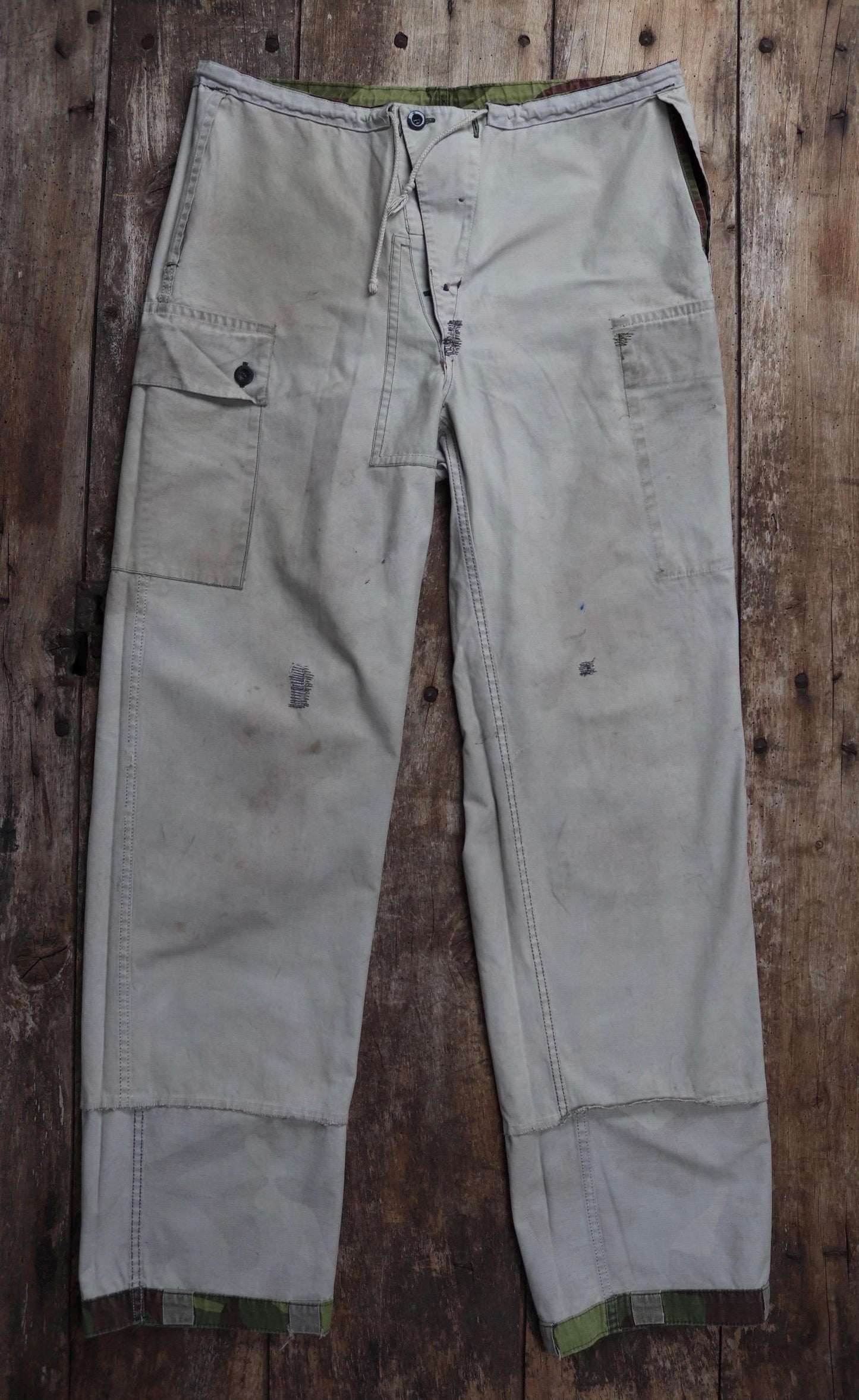 Vintage 1980s Finnish M62 camo trousers - reversible drawstring pants - 37” x 34”