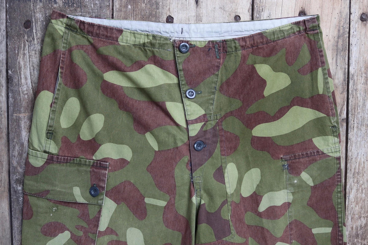 Vintage 1980s Finnish M62 camo trousers - reversible drawstring pants - 37” x 34”