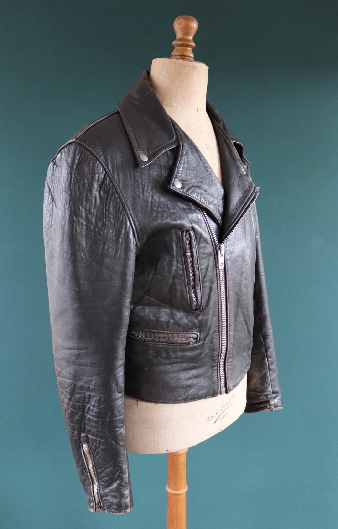 Vintage 1970s Lewis Leathers biker jacket - Lightning - Aviakit - 44" chest