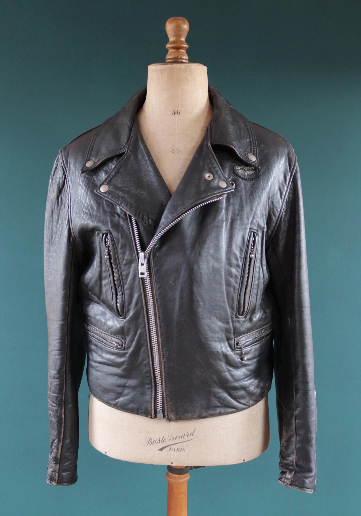 Vintage 1970s Lewis Leathers biker jacket - Lightning - Aviakit - 44" chest
