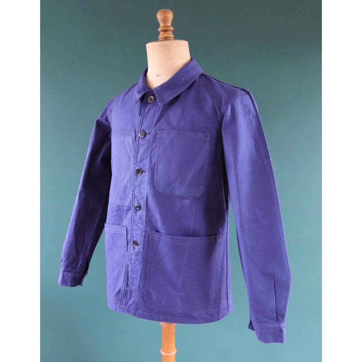 Vintage French workwear jacket - cotton twill chore coat - 43” chest