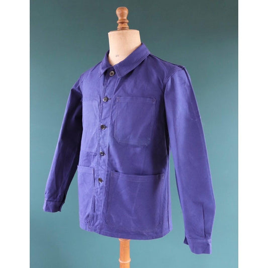 Vintage French workwear jacket - cotton twill chore coat - 43” chest