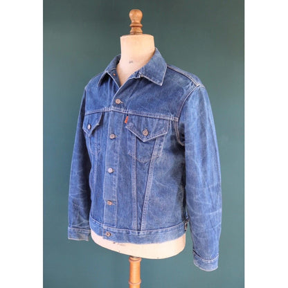 Vintage 1970s Levis big E denim jacket - orange tab - type 3 - trucker workwear - 44” chest