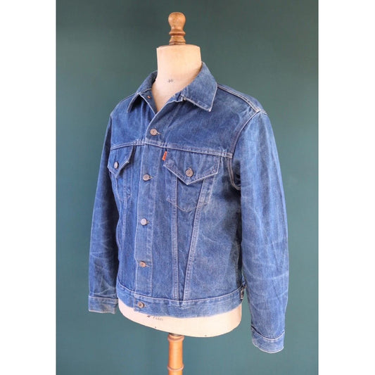 Vintage 1970s Levis big E denim jacket - orange tab - type 3 - trucker workwear - 44” chest