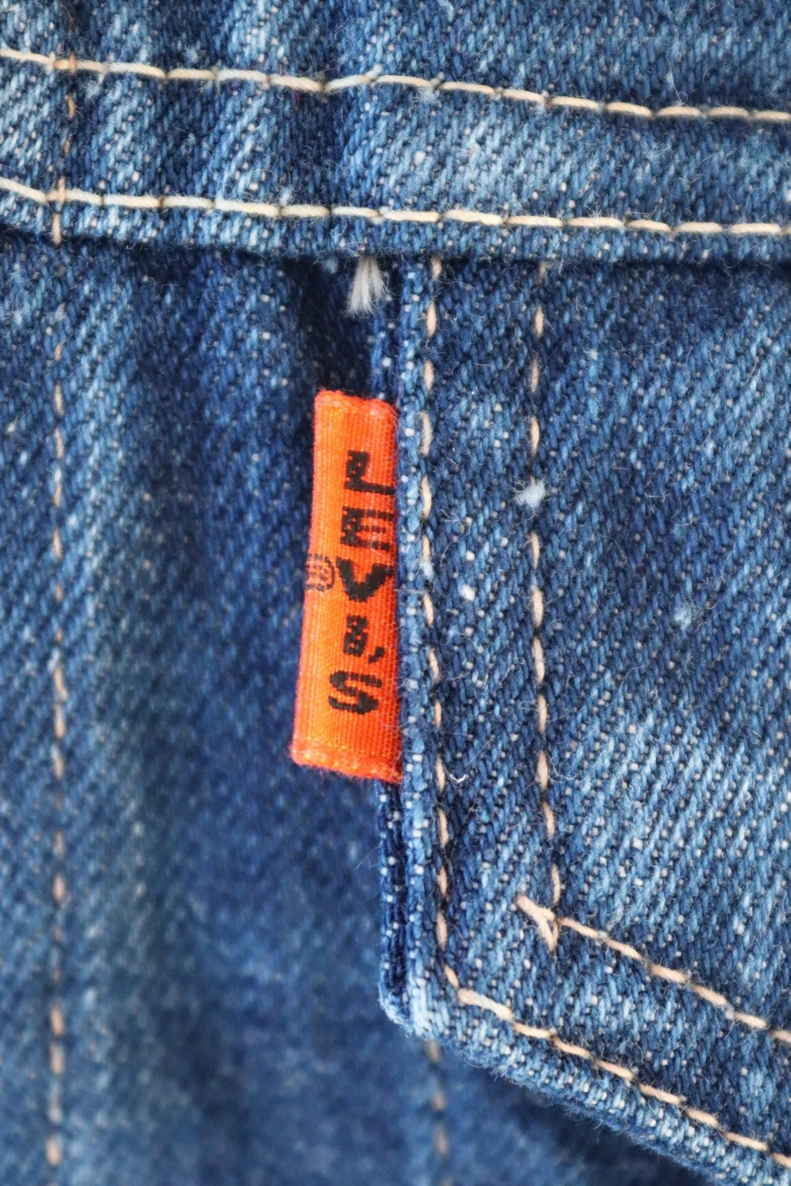 Vintage 1970s Levis big E denim jacket - orange tab - type 3 - trucker workwear - 44” chest