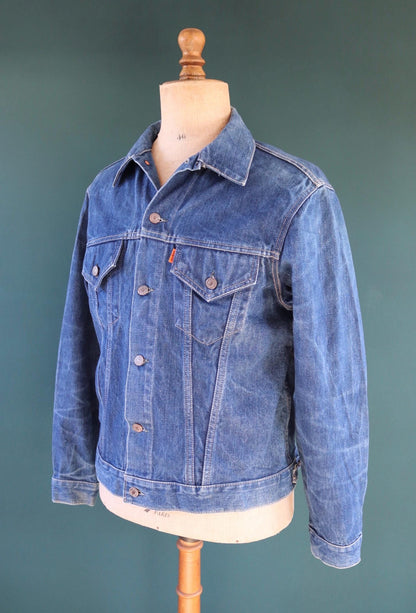 Vintage 1970s Levis big E denim jacket - orange tab - type 3 - trucker workwear - 44” chest