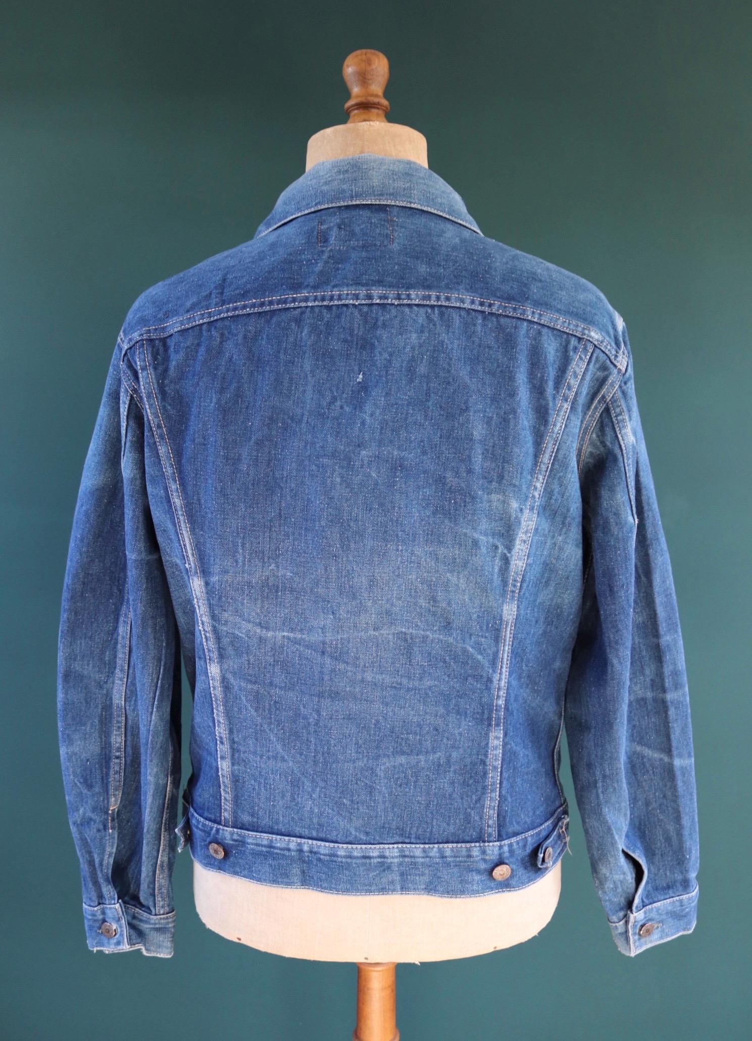 Vintage 1970s Levis big E denim jacket - orange tab - type 3 - trucker workwear - 44” chest