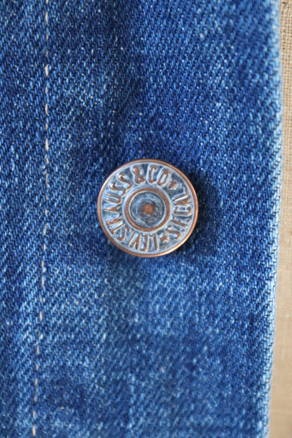 Vintage 1970s Levis big E denim jacket - orange tab - type 3 - trucker workwear - 44” chest