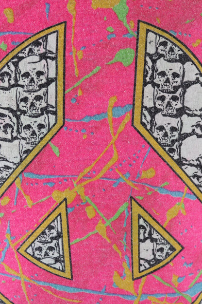 Vintage 1990s peace sign t shirt - tie dye skulls - Fun Wear - 34” chest