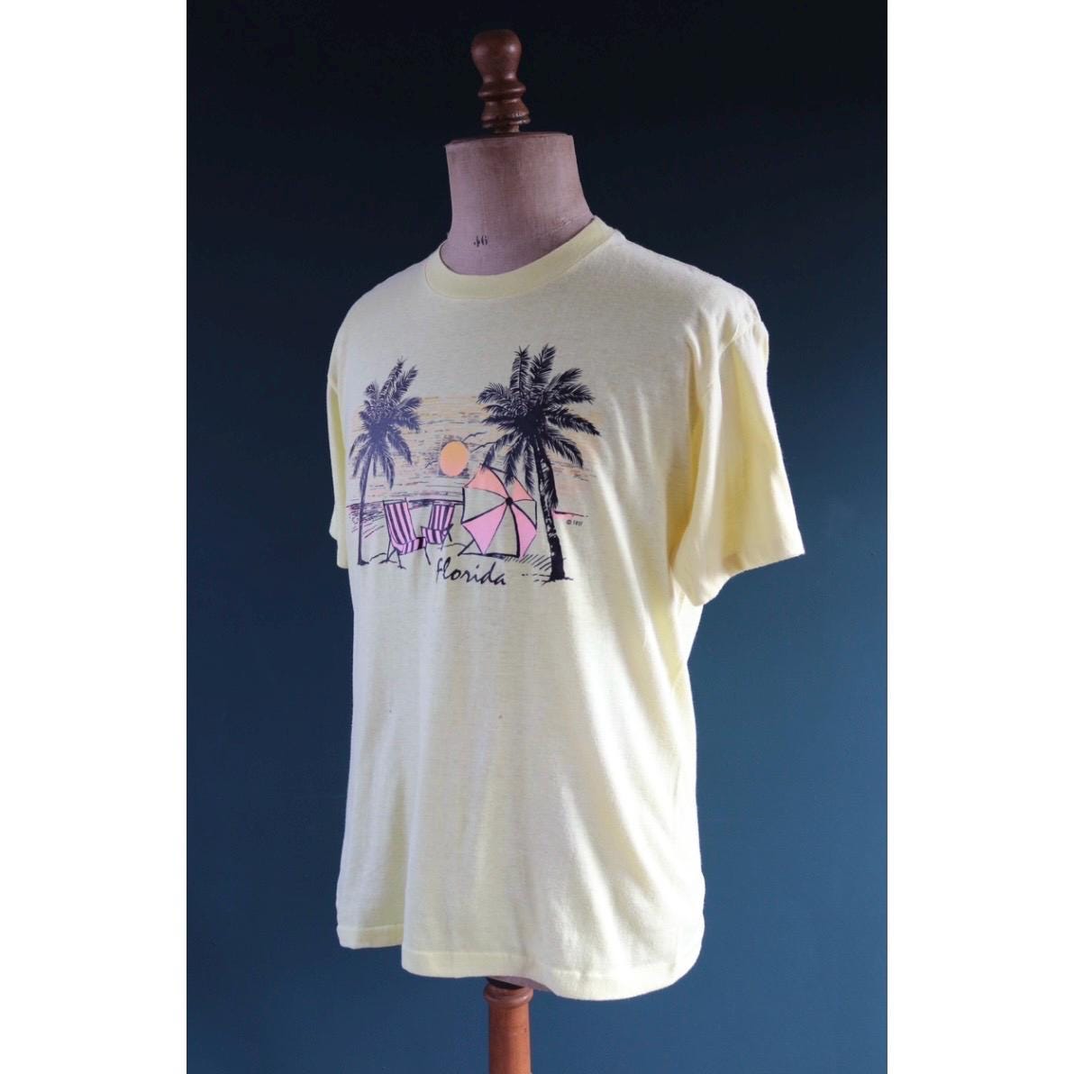 Vintage 1980s t shirt - Florida tourist souvenir - sunset print - 41” chest