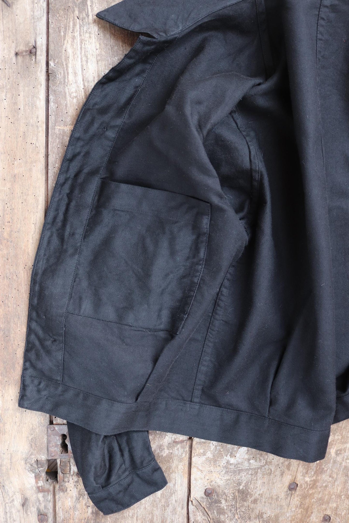 Vintage black moleskin cyclist jacket - 1940s French workwear coat - 40" chest