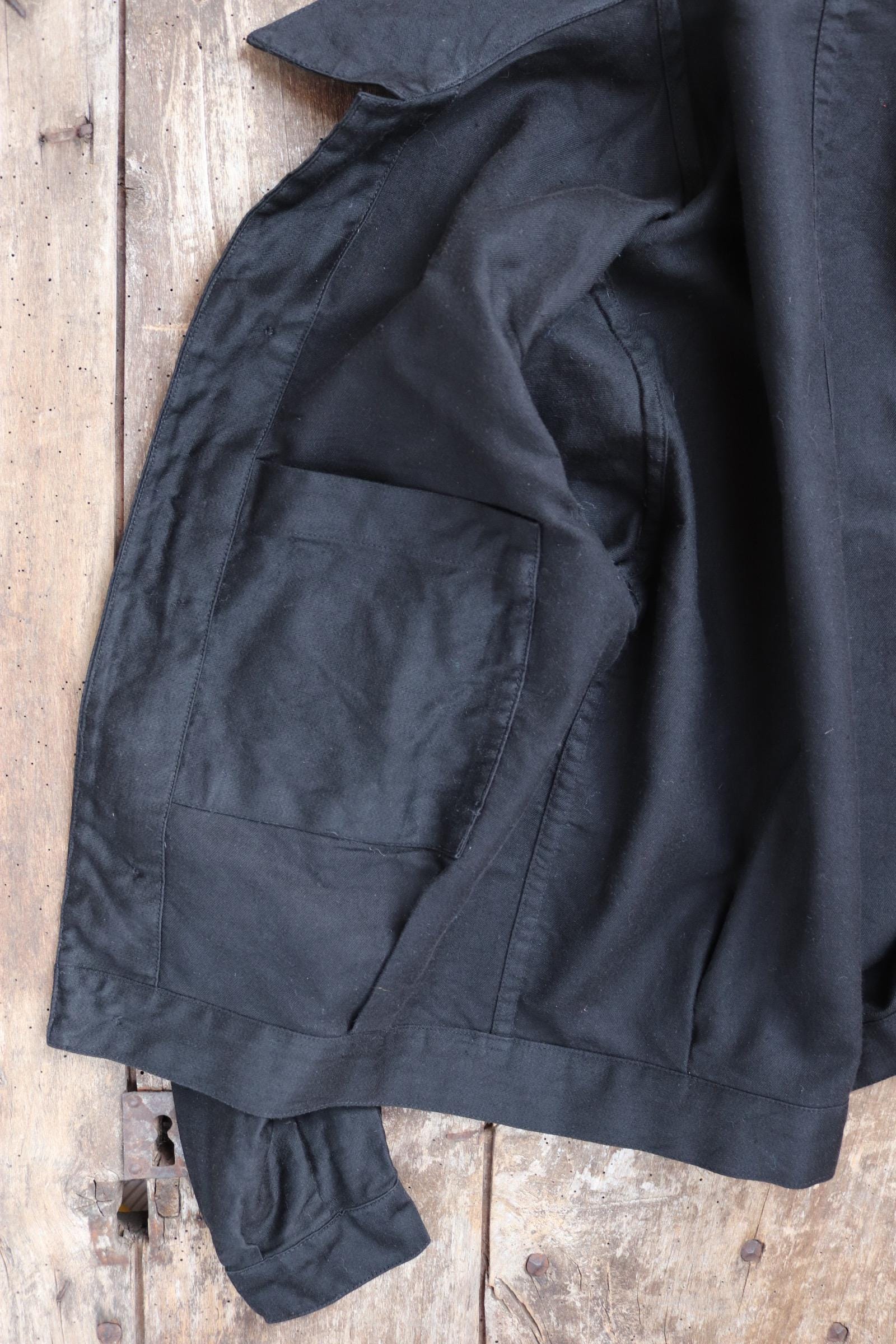 Vintage black moleskin cyclist jacket - 1940s French workwear coat - 40" chest