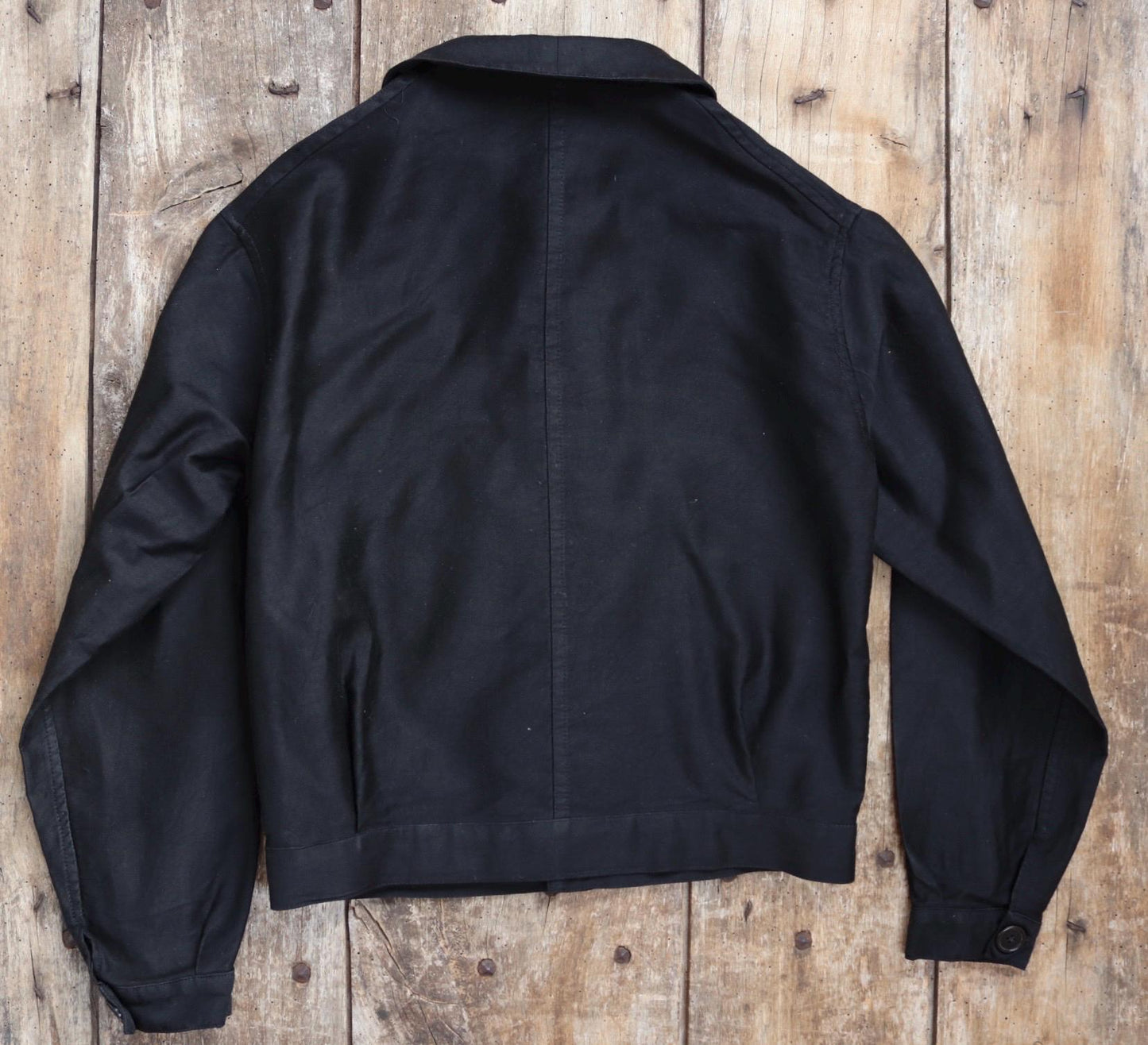 Vintage black moleskin cyclist jacket - 1940s French workwear coat - 40" chest
