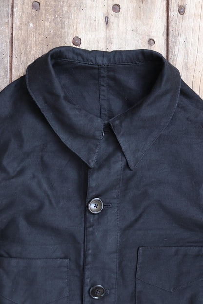 Vintage black moleskin cyclist jacket - 1940s French workwear coat - 40" chest