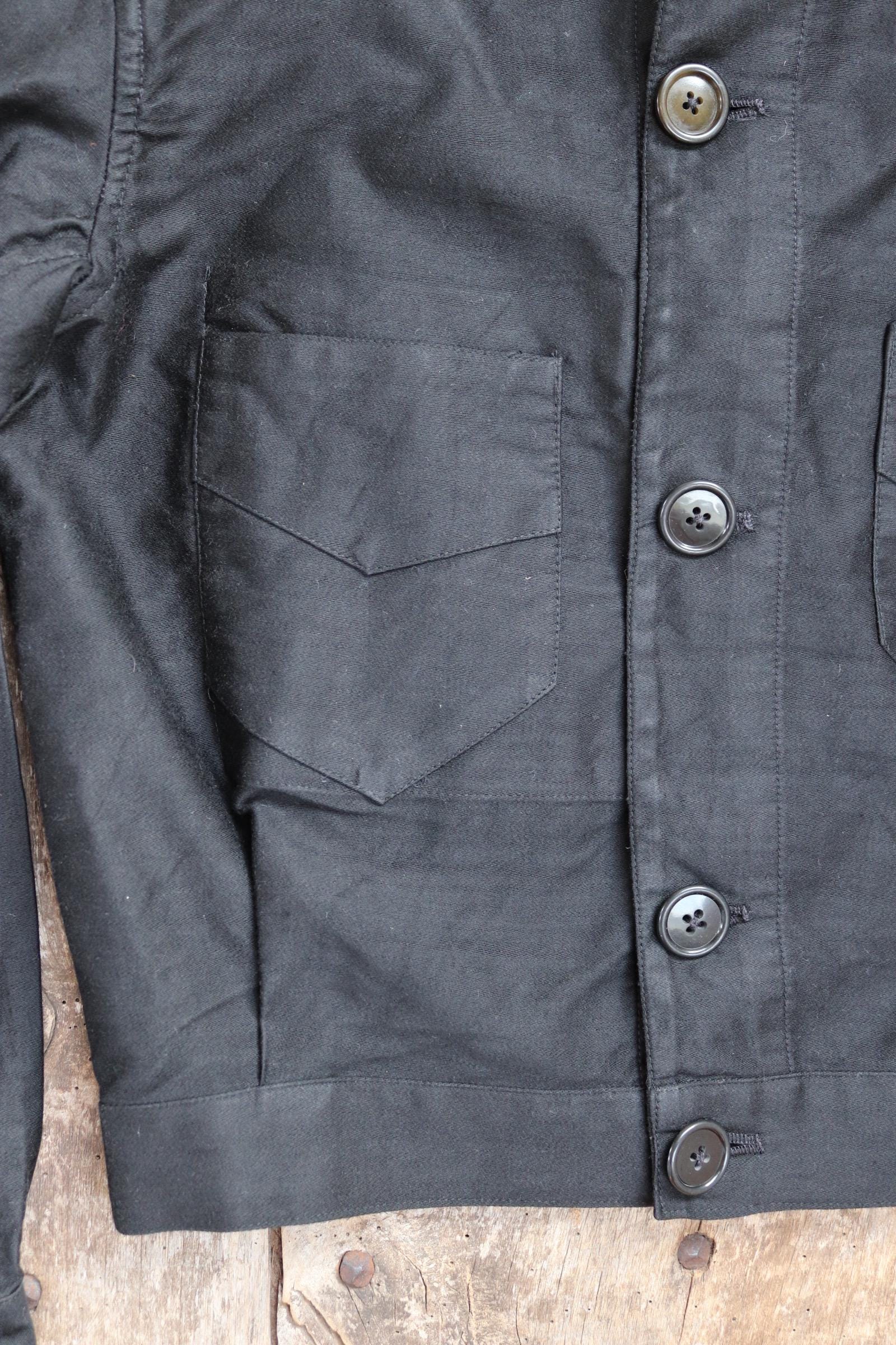 Vintage black moleskin cyclist jacket - 1940s French workwear coat - 40" chest