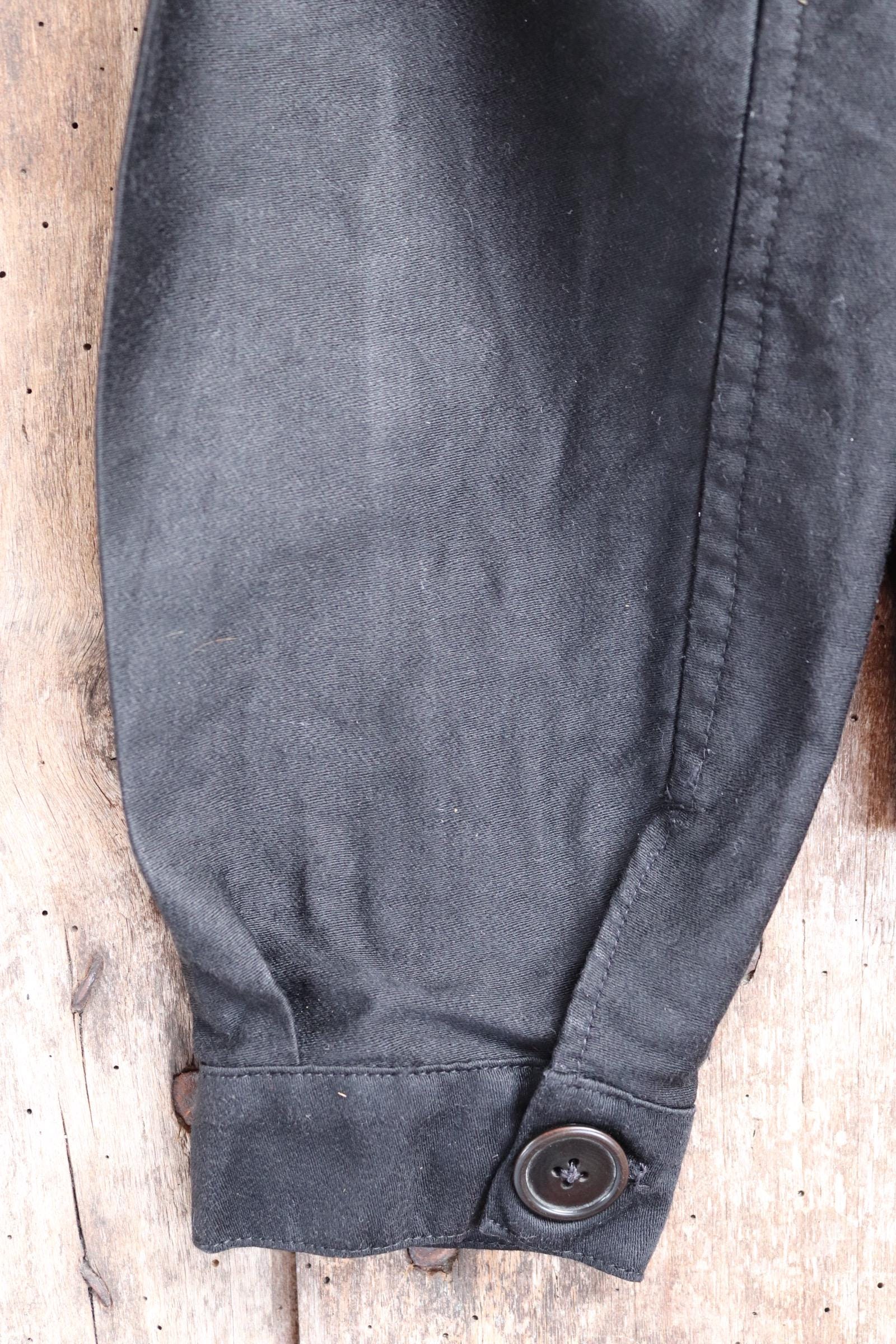 Vintage black moleskin cyclist jacket - 1940s French workwear coat - 40" chest
