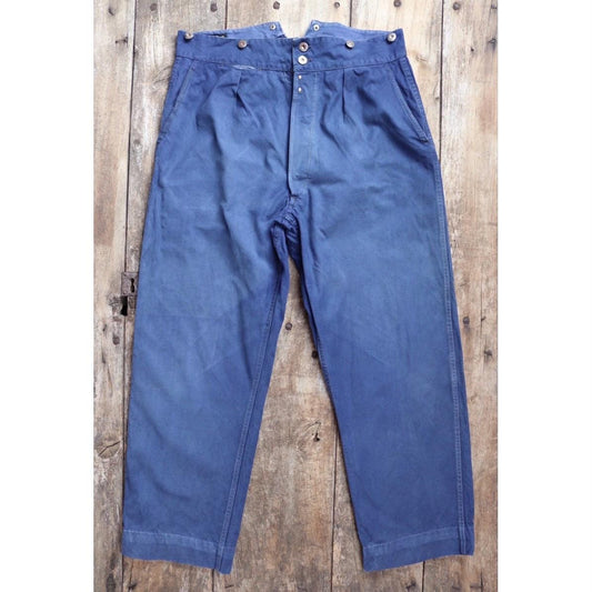Vintage French workwear trousers - buckle back chore pants - 35" x 29"
