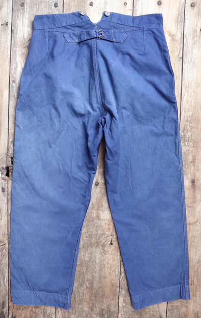 Vintage French workwear trousers - buckle back chore pants - 35" x 29"