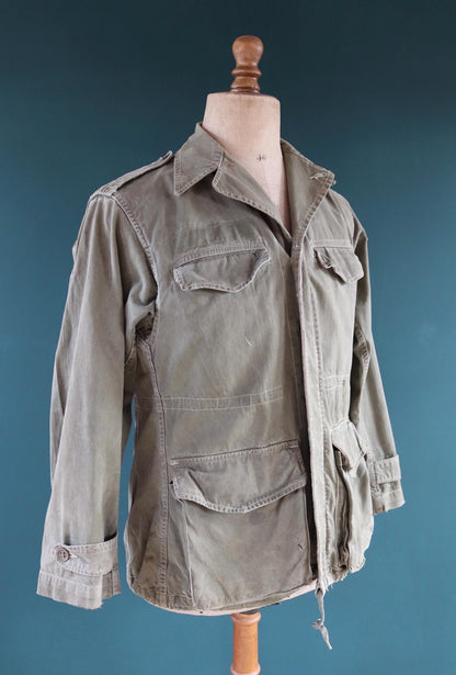 Vintage French M47 army jacket - herringbone twill - 1960s military - 42” chest