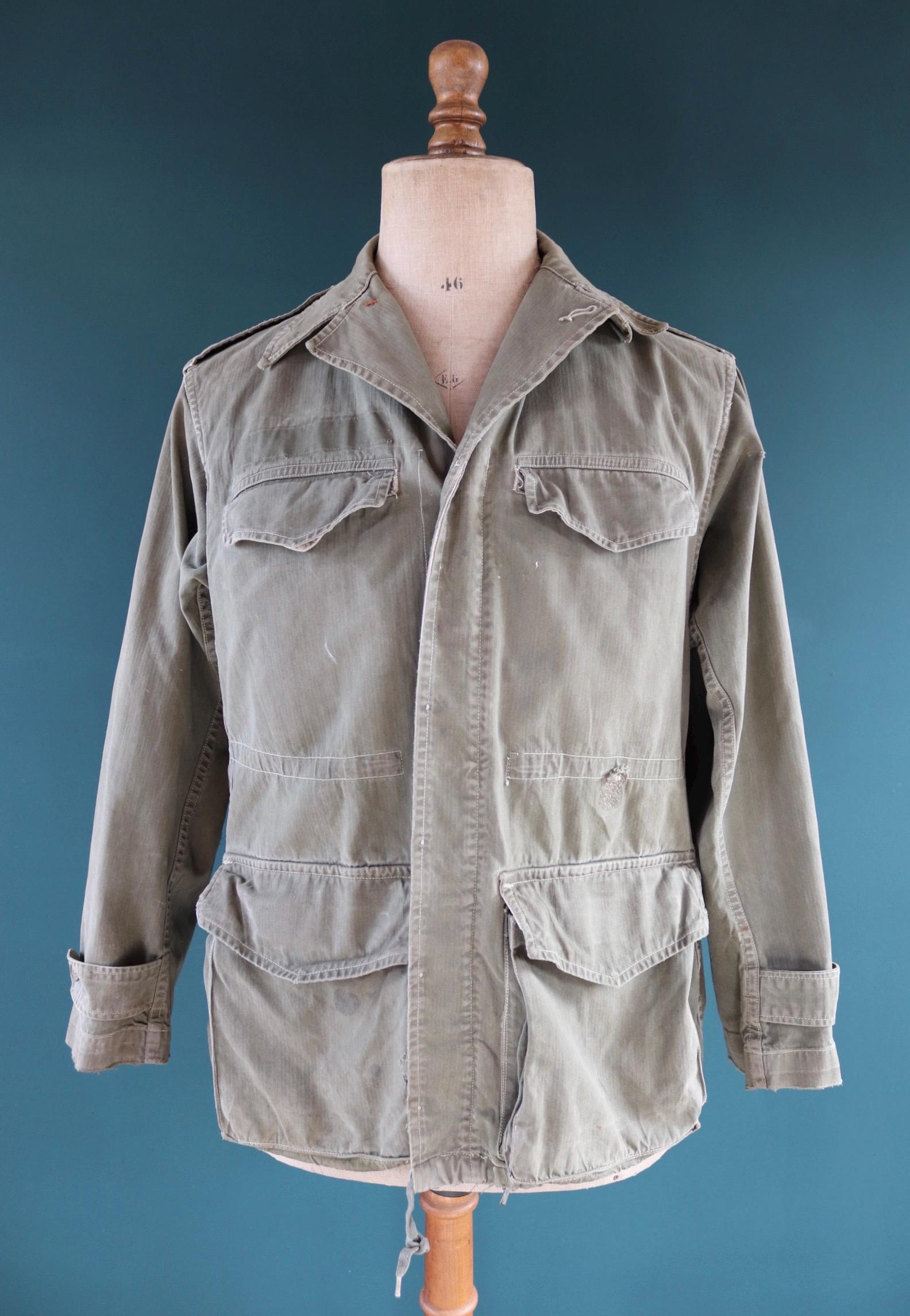 Vintage French M47 army jacket - herringbone twill - 1960s military - 42” chest