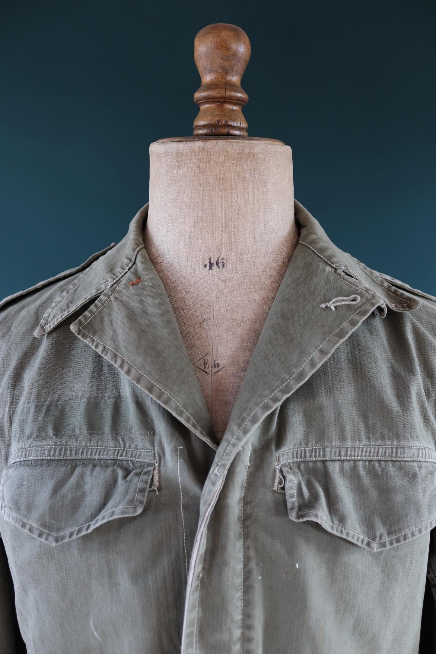 Vintage French M47 army jacket - herringbone twill - 1960s military - 42” chest