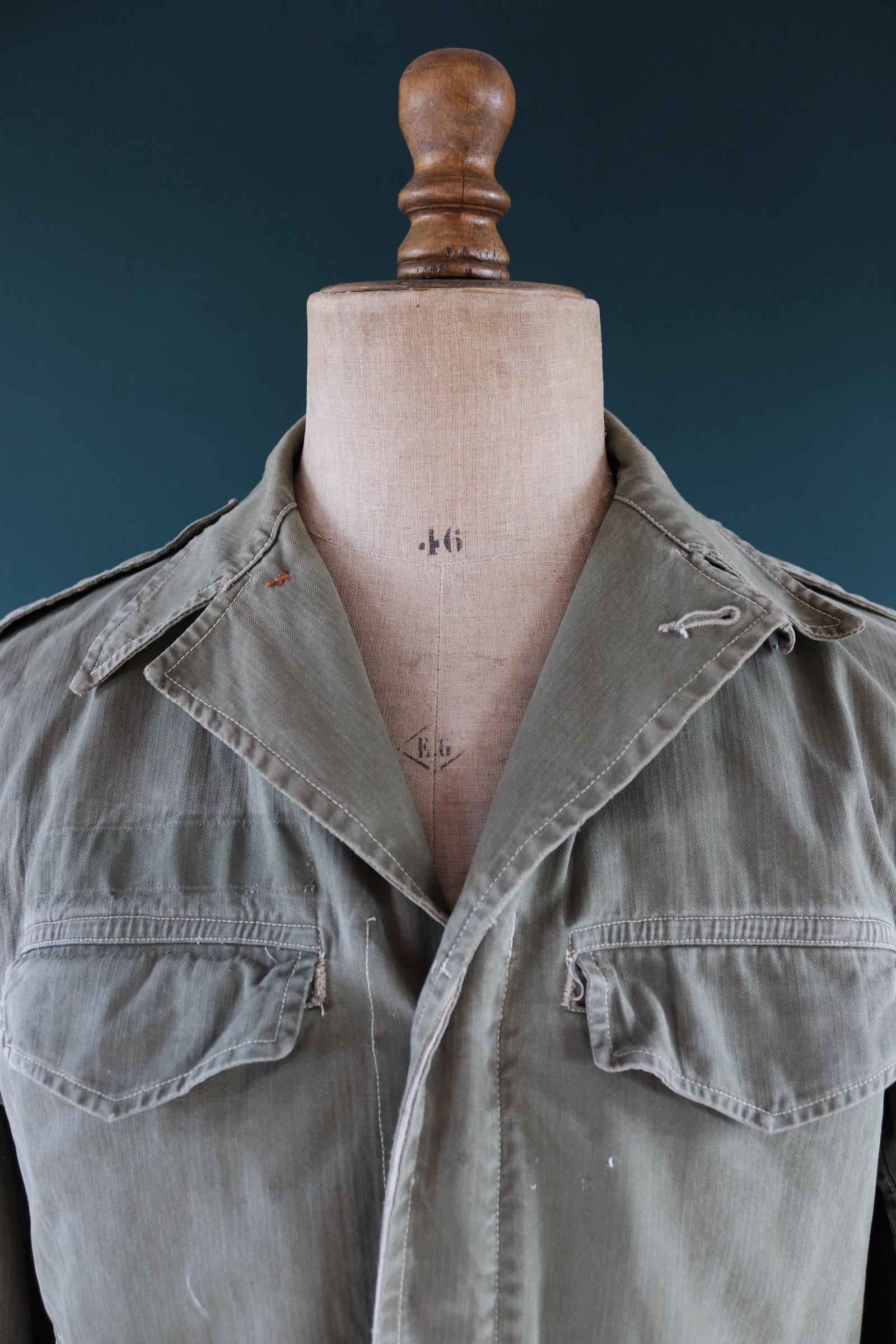 Vintage French M47 army jacket - herringbone twill - 1960s military - 42” chest