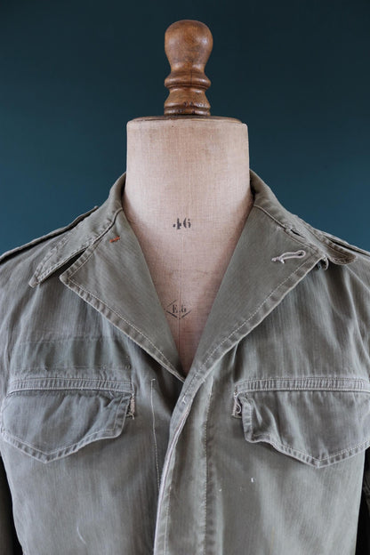 Vintage French M47 army jacket - herringbone twill - 1960s military - 42” chest