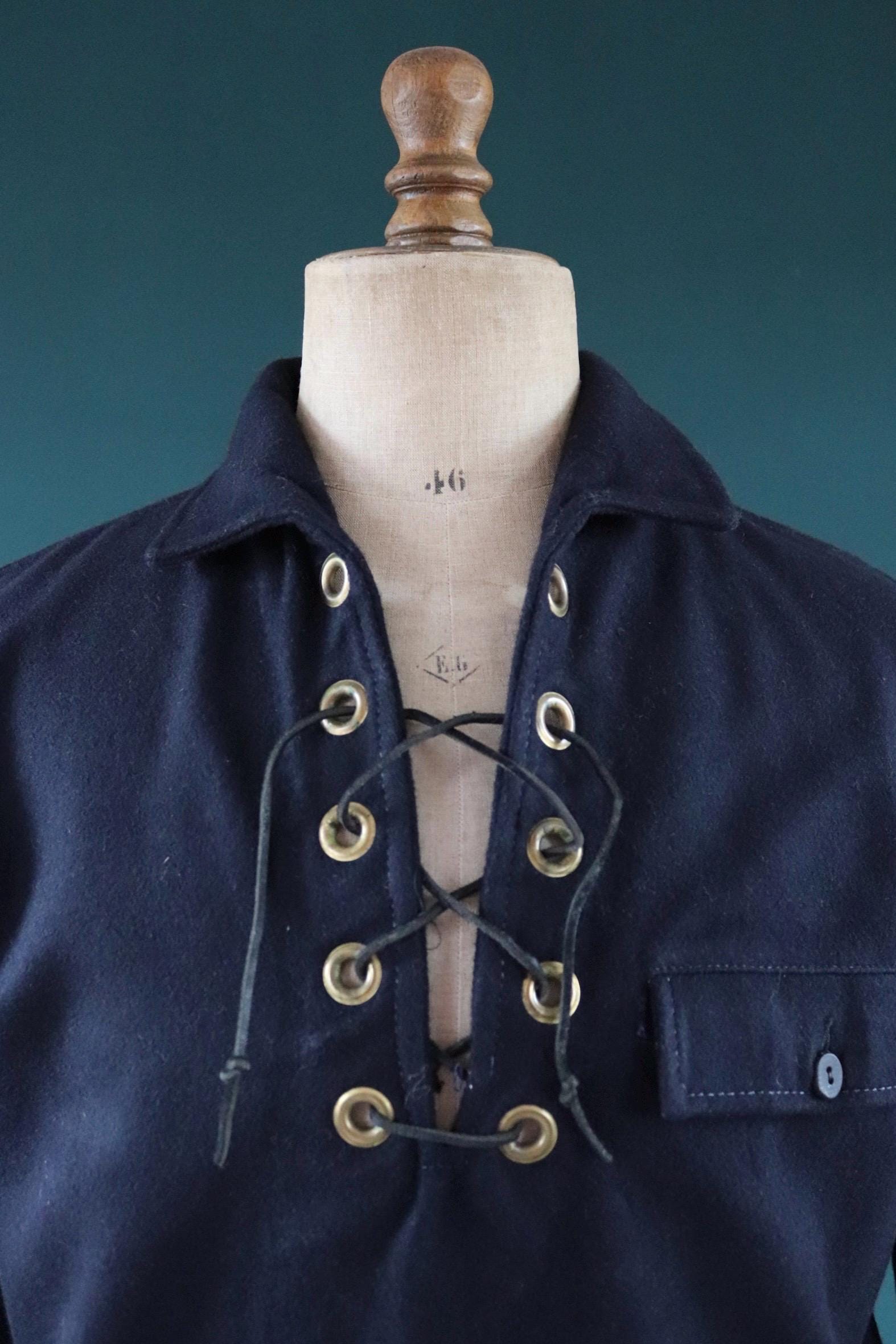 Vintage 1960s lace up shirt - beach smock - 45” chest