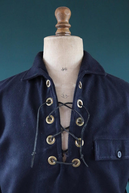 Vintage 1960s lace up shirt - beach smock - 45” chest