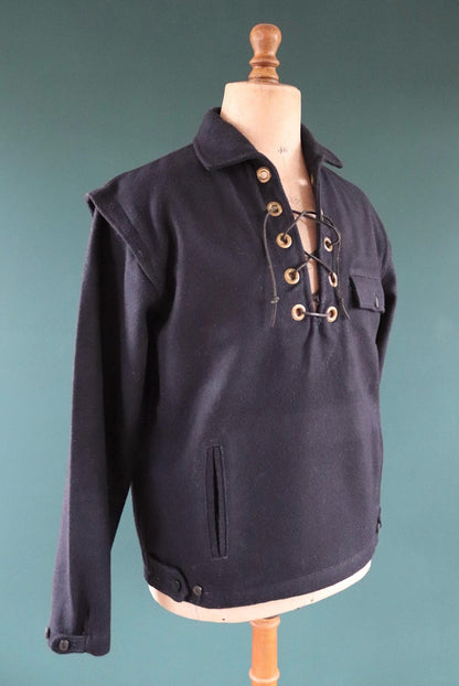 Vintage 1960s lace up shirt - beach smock - 45” chest