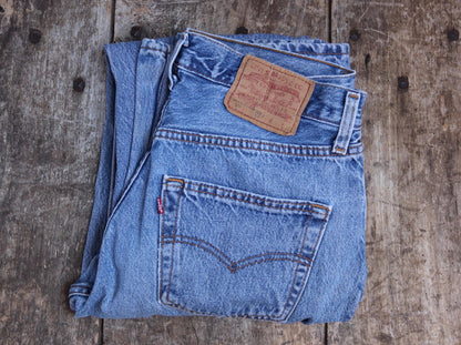 Vintage 1990s Levis 501 denim jeans - made in USA - small e red tab - 30” x 33”