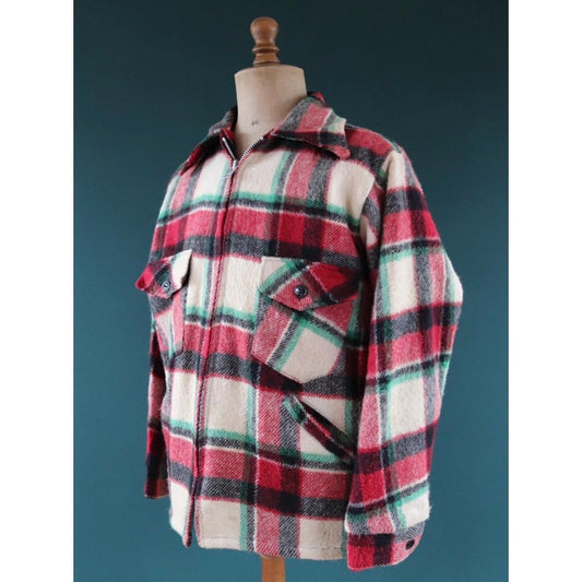 Vintage 1970s plaid workwear jacket - checked chore coat - 47” chest