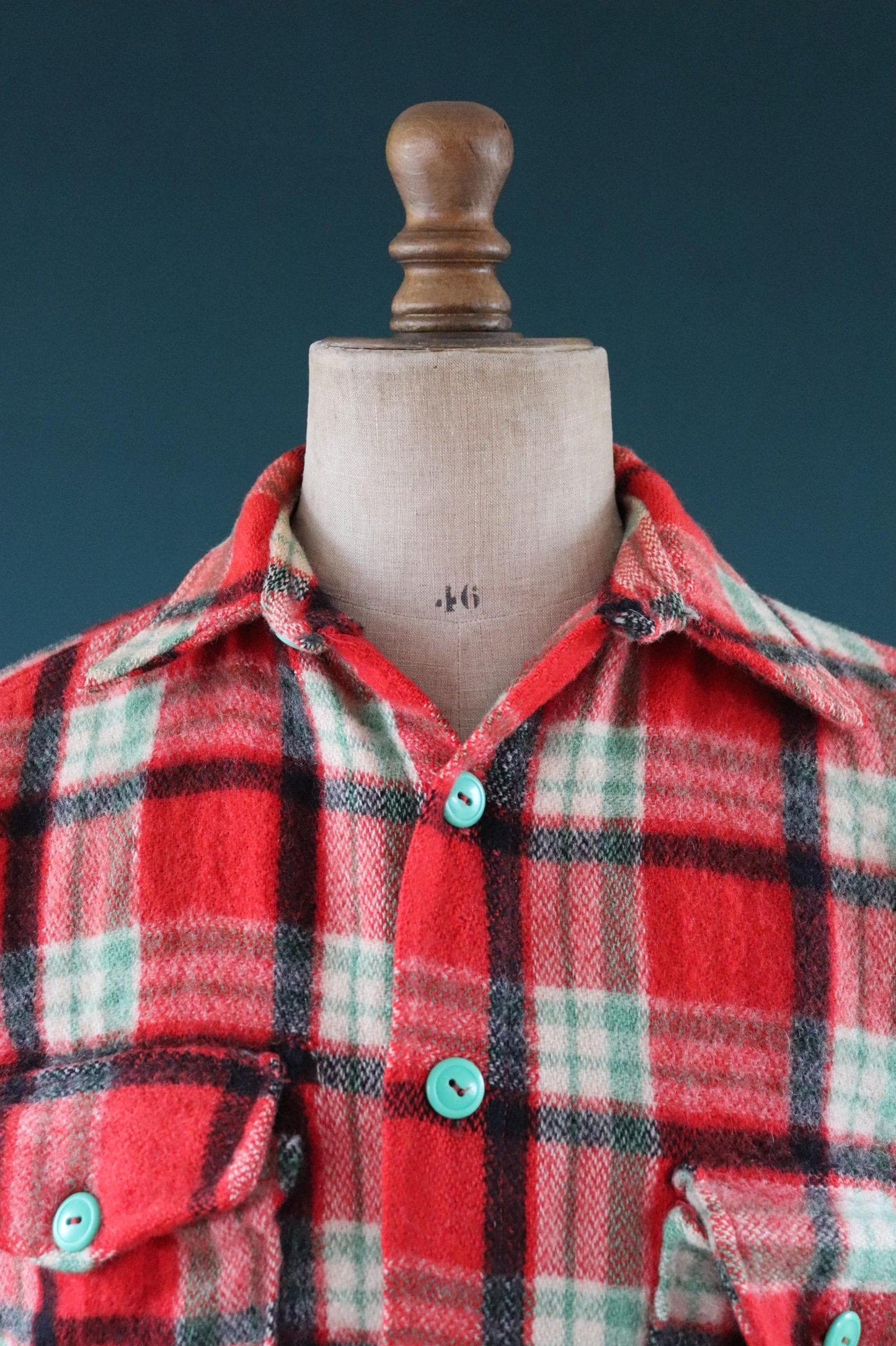 Vintage 1950s plaid wool workwear shirt - 42" chest