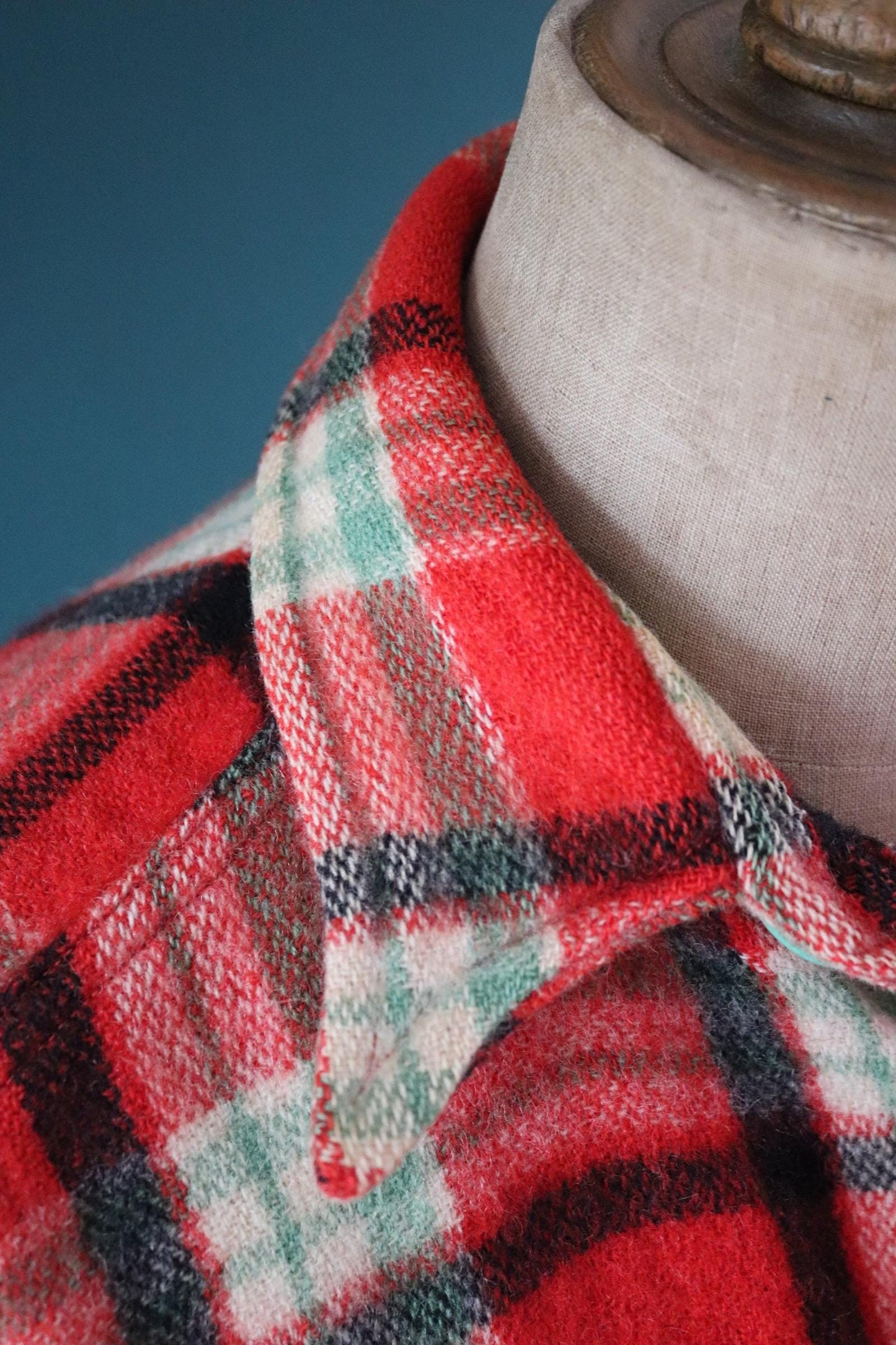 Vintage 1950s plaid wool workwear shirt - 42" chest