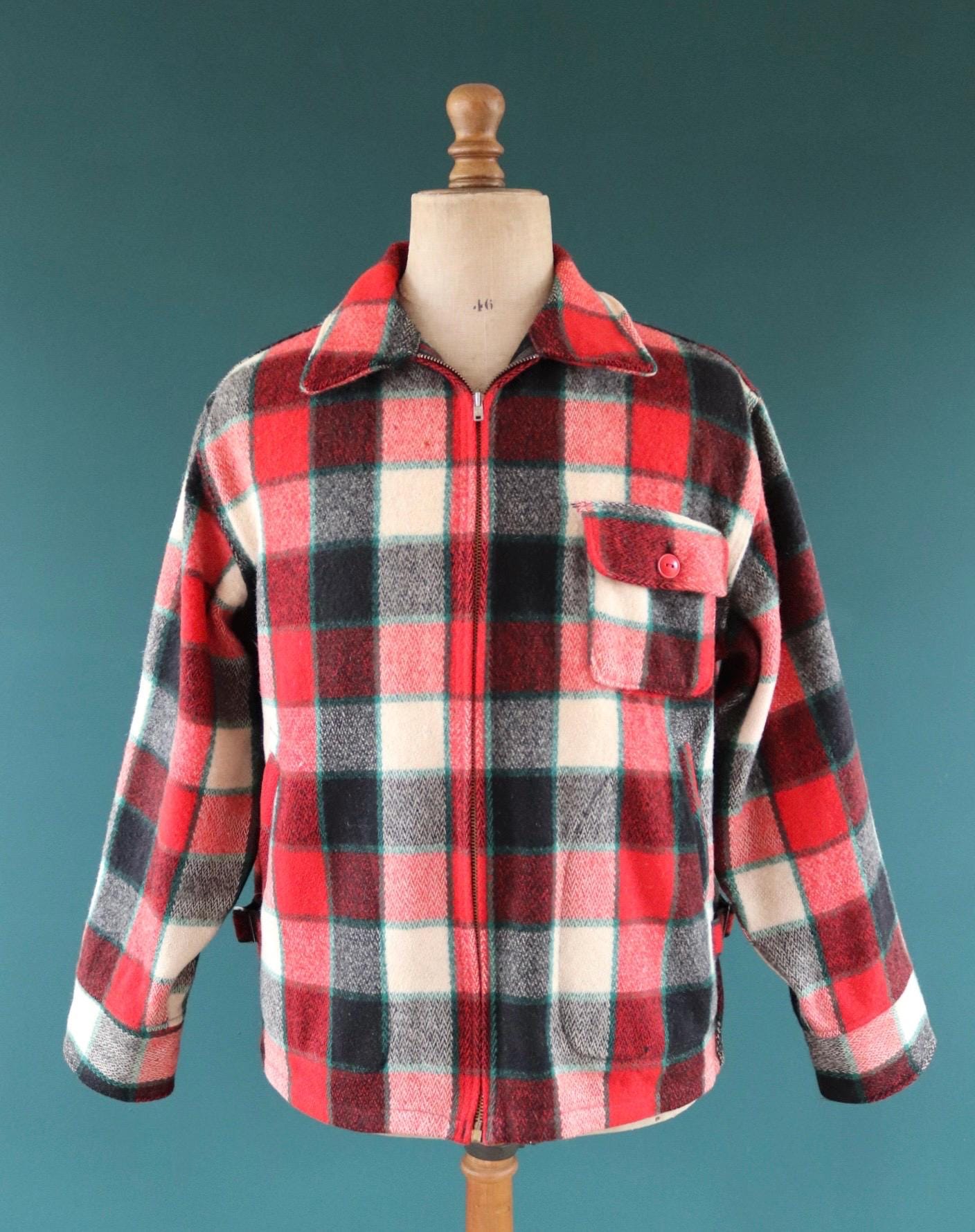 Vintage 1950s Woolrich wool plaid workwear jacket - 48” chest