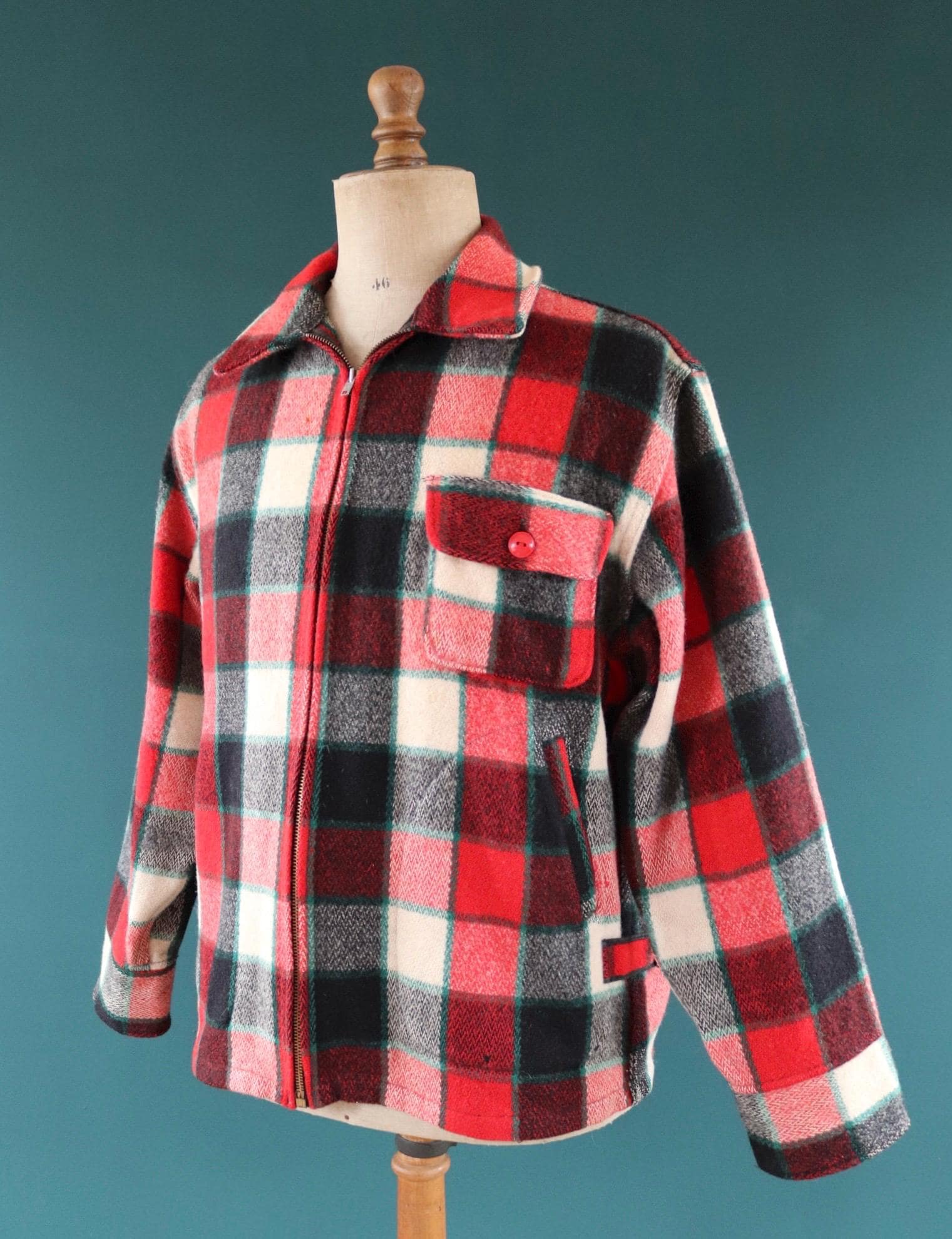 Vintage 1950s Woolrich wool plaid workwear jacket - 48” chest