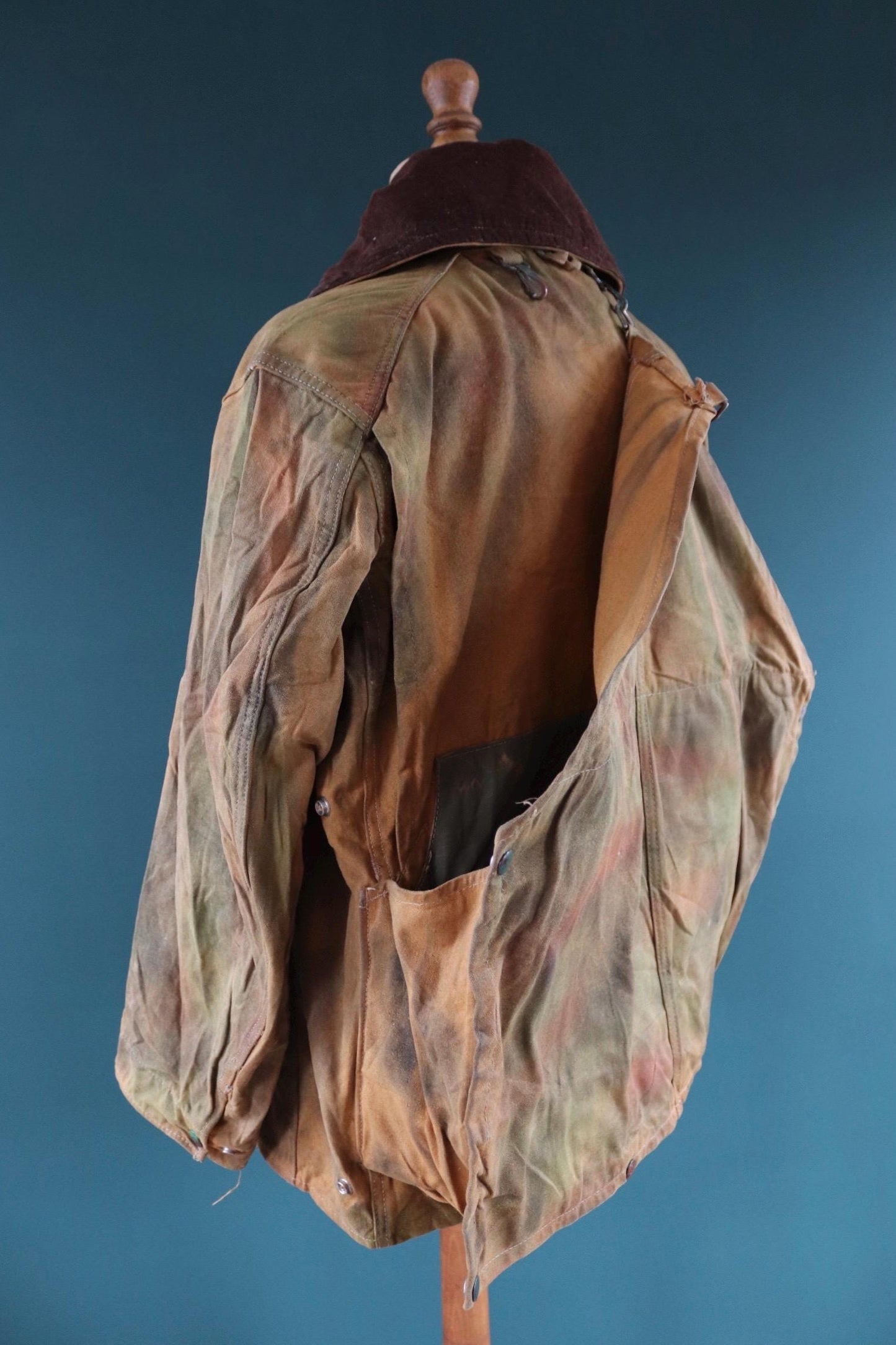 Vintage 1980s hand painted camouflage hunting jacket - tine cloth workwear - 51" chest