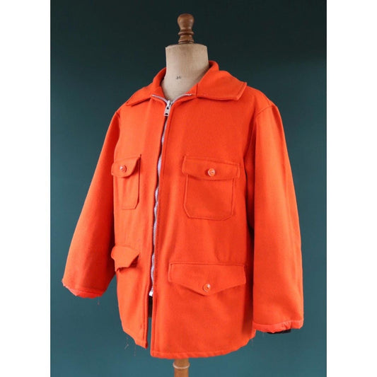 Vintage 1970s orange wool mackinaw - workwear jacket - 50” chest