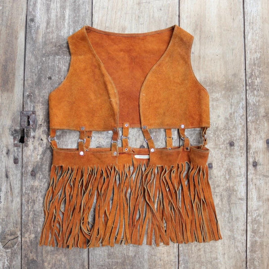 Vintage 1960s suede tassel vest - Haight Ashbury - South Western - summer hippy - 33" chest
