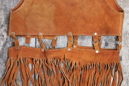 Vintage 1960s suede tassel vest - Haight Ashbury - South Western - summer hippy - 33" chest