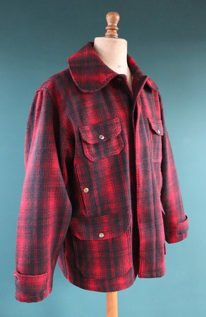 Vintage 1940s Woolrich plaid wool jacket - chore coat - hunting mackinaw - 51” chest