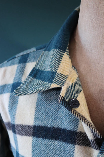 Vintage 1970s Woolrich wool camp shirt - plaid workwear camp jacket - checked CPO - 47” chest