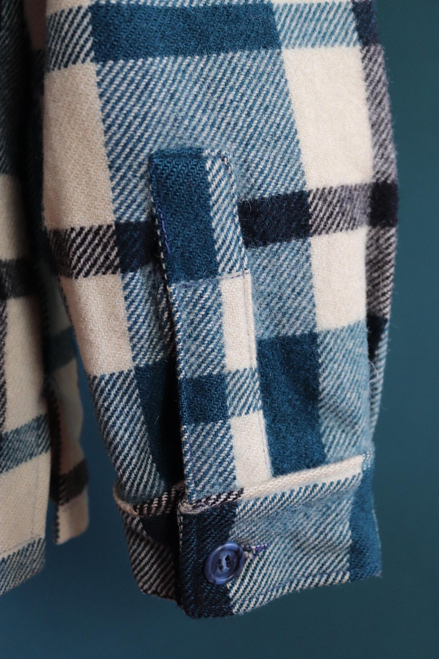 Vintage 1970s Woolrich wool camp shirt - plaid workwear camp jacket - checked CPO - 47” chest