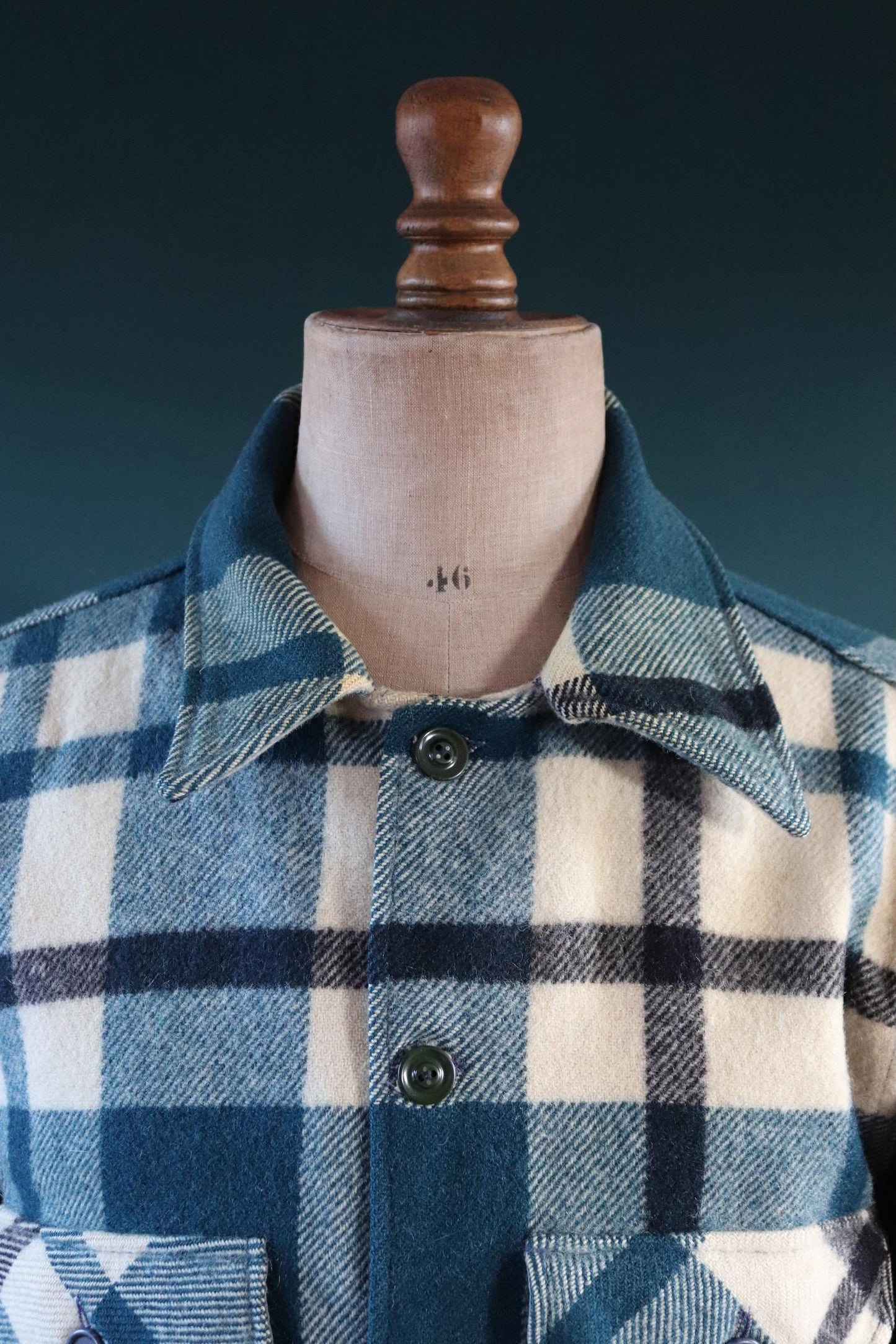Vintage 1970s Woolrich wool camp shirt - plaid workwear camp jacket - checked CPO - 47” chest
