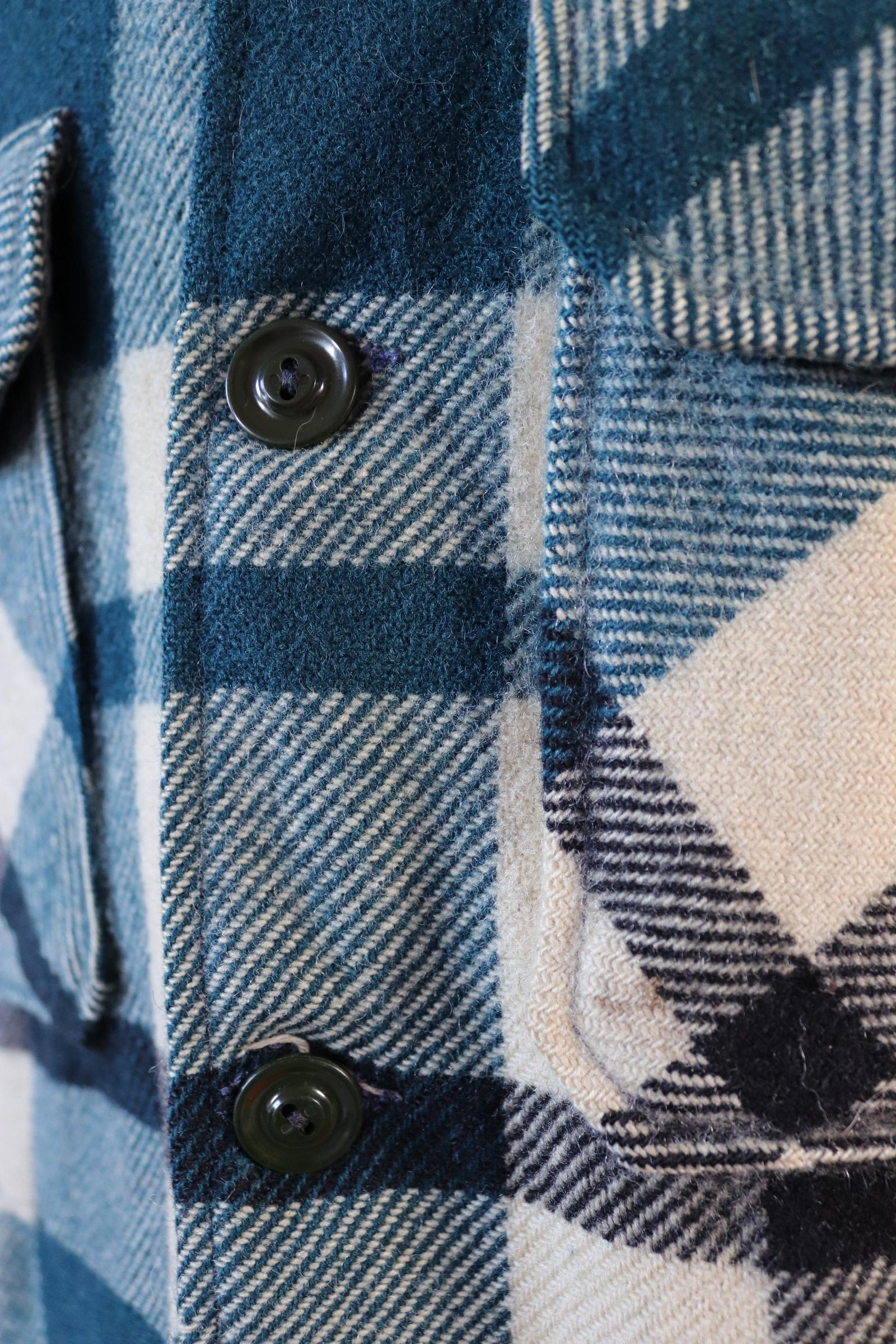 Vintage 1970s Woolrich wool camp shirt - plaid workwear camp jacket - checked CPO - 47” chest