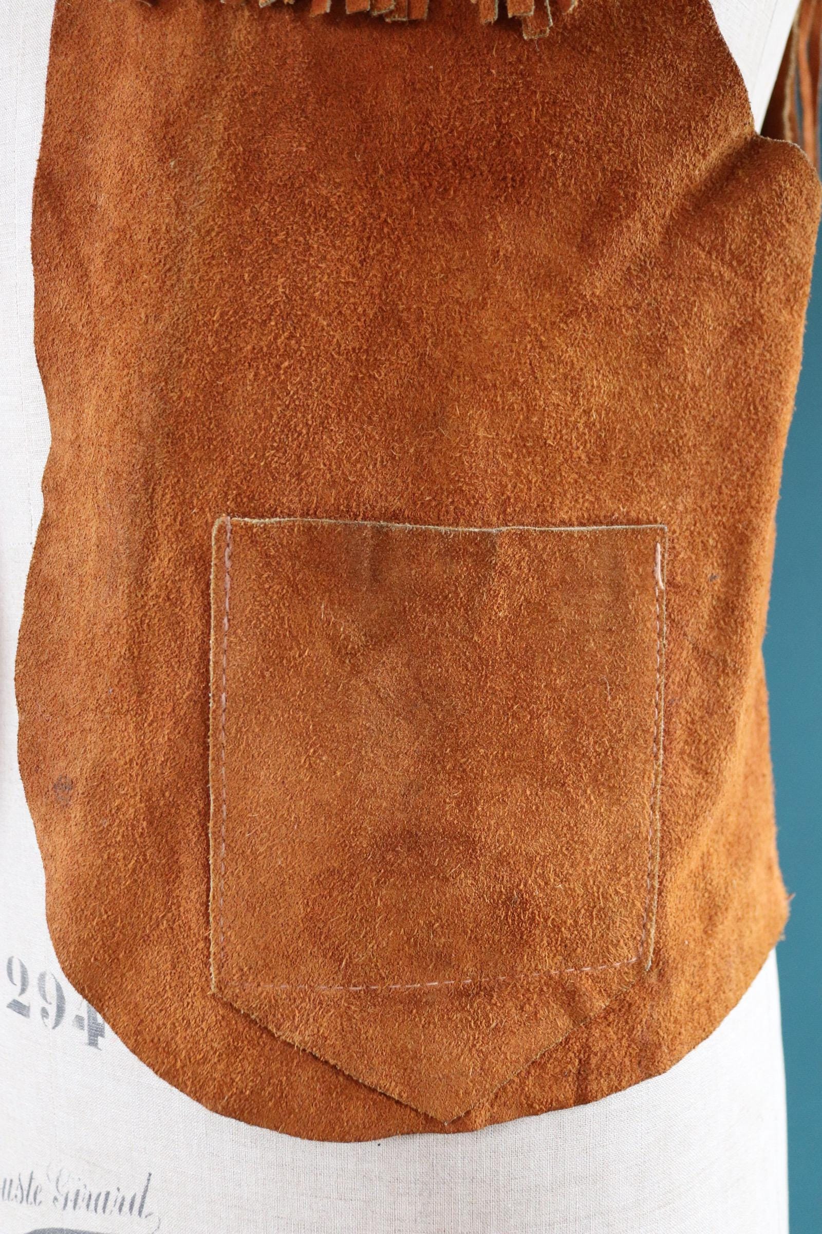 Vintage 1970s suede tasseled vest - Western waistcoat - 41" chest