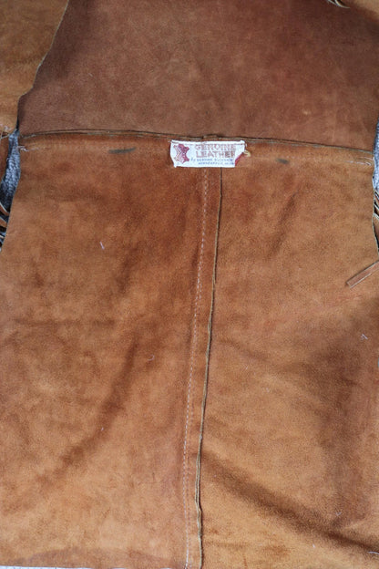 Vintage 1970s suede tasseled vest - Western waistcoat - 41" chest